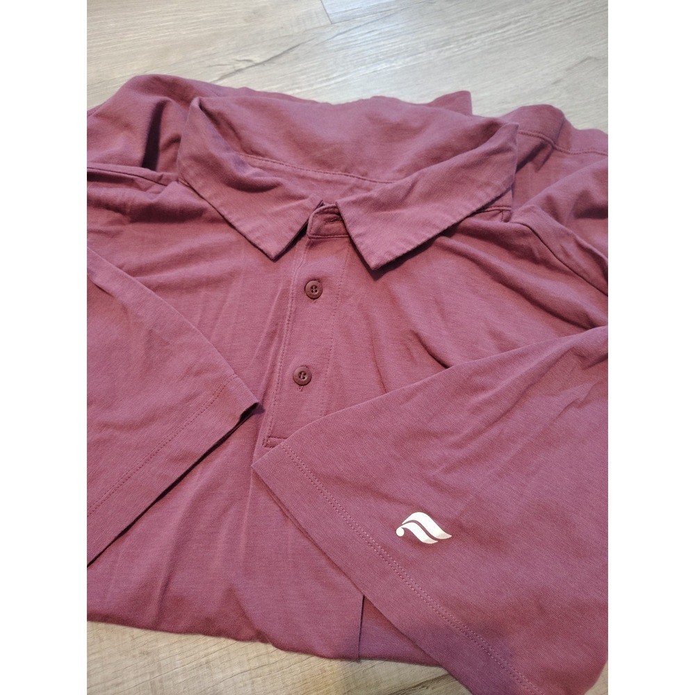 Fabletics Polo Shirt Mens 2XL Burgundy Short Sleeve‎ Athletic Golf Performance